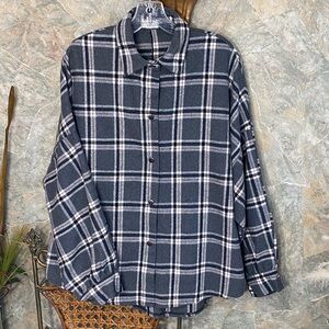 Lbo shirt top blouse tunic jacket Shacket trending plaid flannel snap front